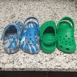 KIDS CROCS CLOGS- 2 PAIR, SIZE J1